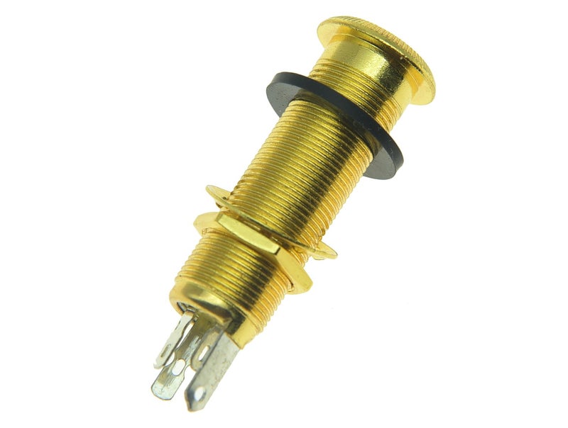 KAISH Stereo Copper Guitar Bass Barrel Jack Cylinder Input/Output Jacks 4 Pins Gold - Image 3